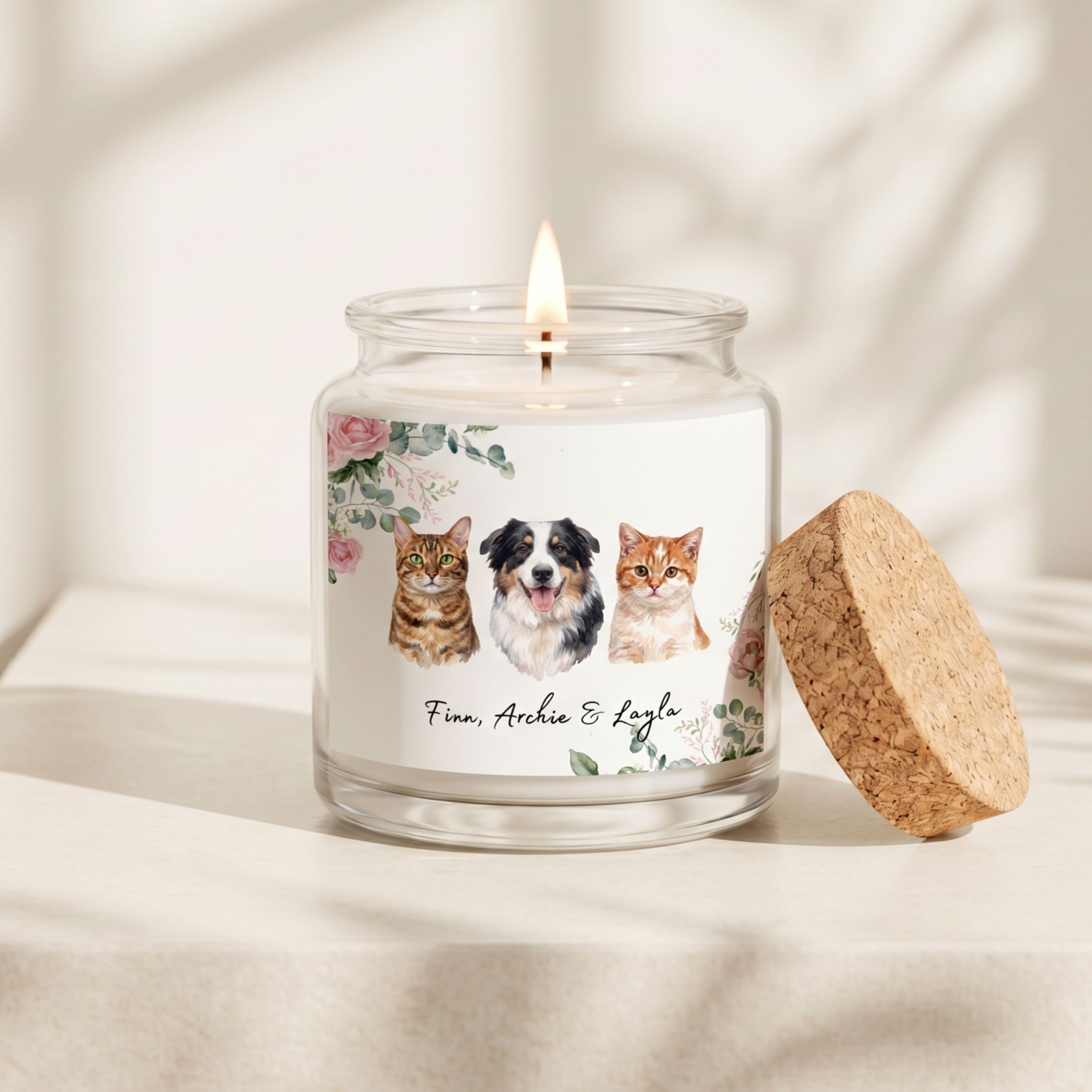 Custom Watercolor Floral Pet Memorial Gift Box with Candle & Blanket
