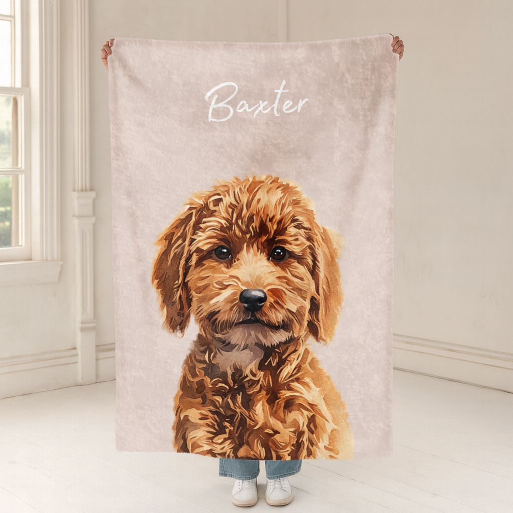 Custom Pet Color Blanket - Pet Photo + Name
