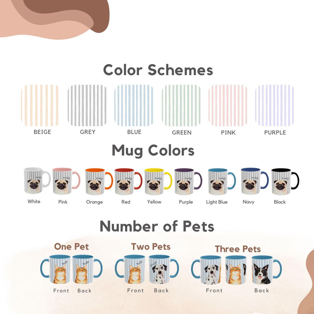 Custom Pet Watercolor Stripe Mug - Pet Photo + Name
