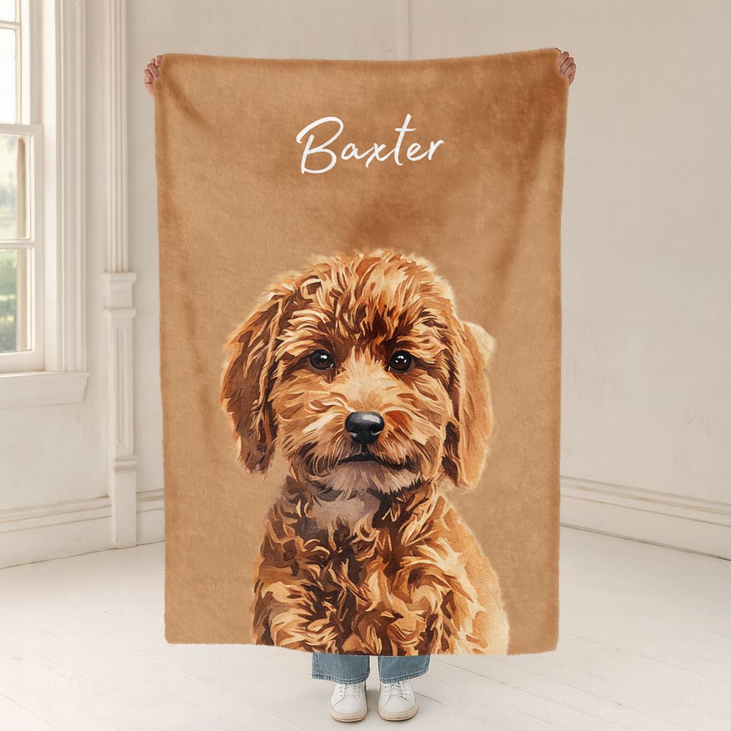 Custom Pet Color Blanket - Pet Photo + Name