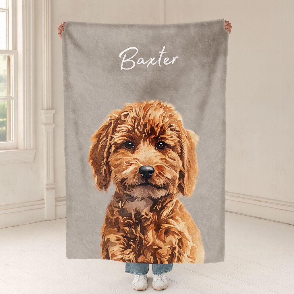 Custom Pet Color Blanket - Pet Photo + Name