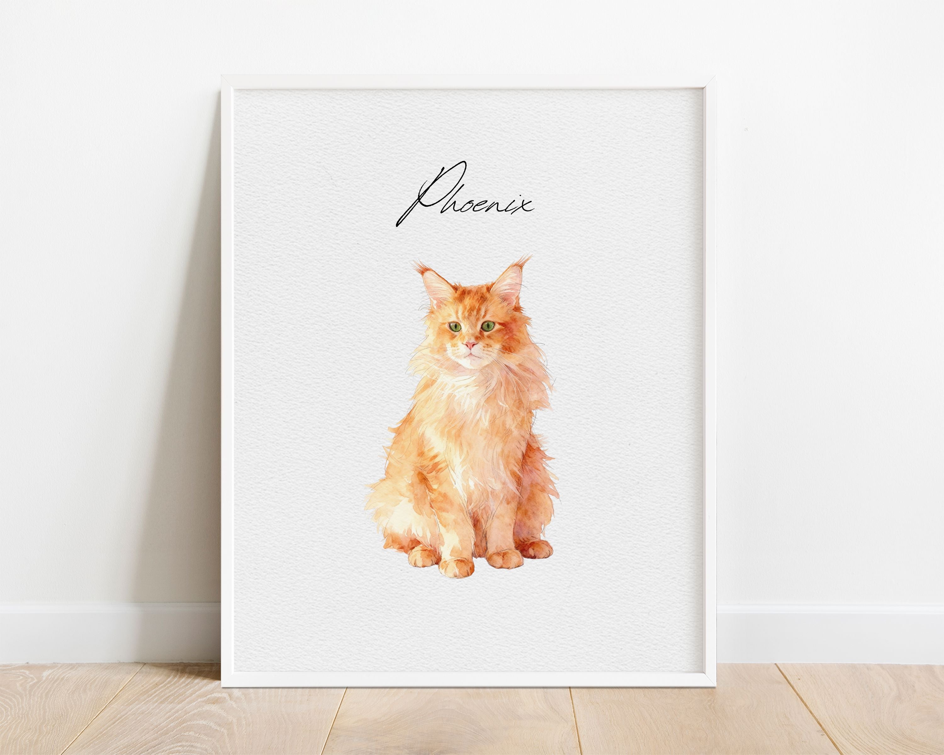 Custom Watercolor Pet Portrait - Pet Photo + Name